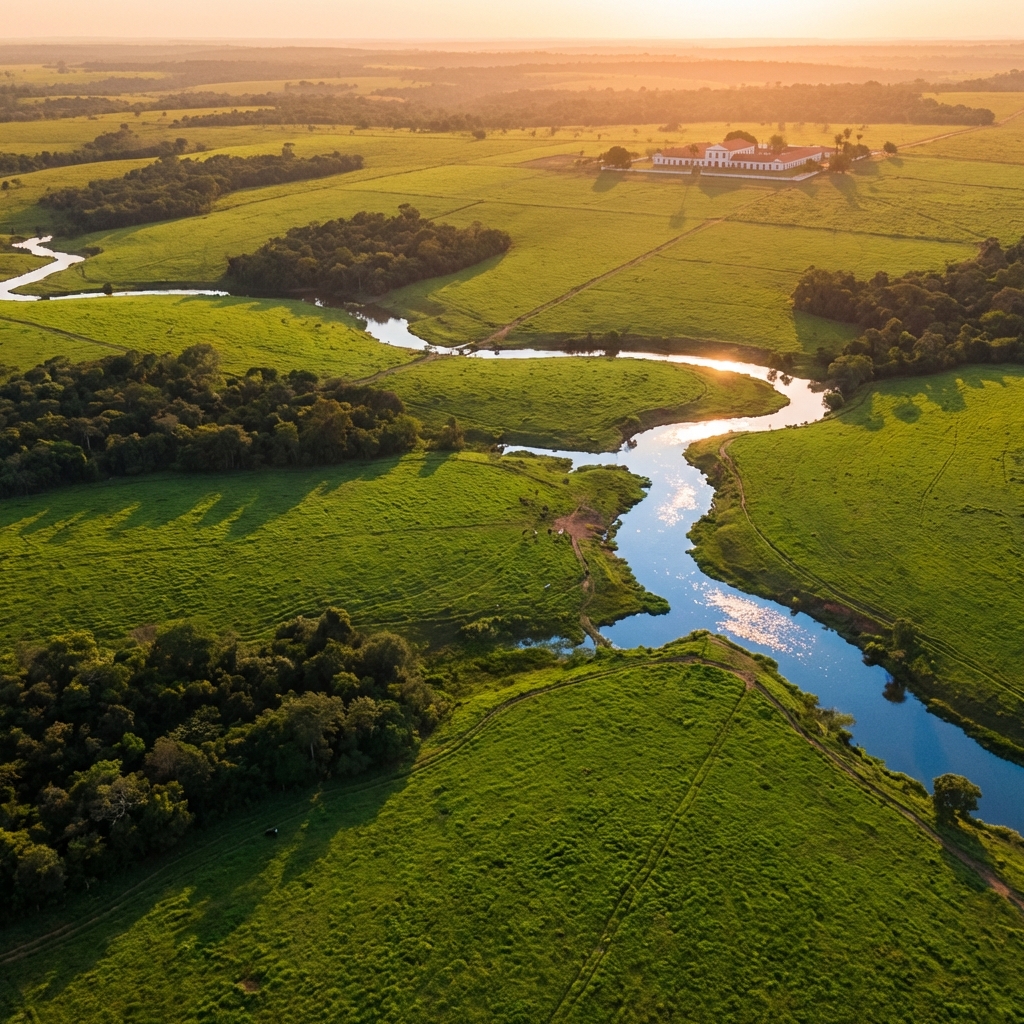 Vista aérea da fazenda